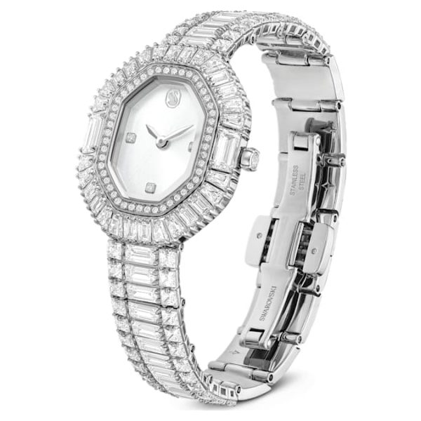 Matrix octagon watch Baguette cut, Metal bracelet, Silver tone, Stainless steel - Image 3