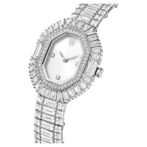 Matrix octagon watch Baguette cut, Metal bracelet, Silver tone, Stainless steel - Image 5
