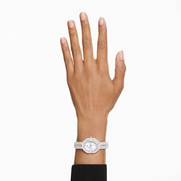 Matrix octagon watch Baguette cut, Metal bracelet, Silver tone, Stainless steel