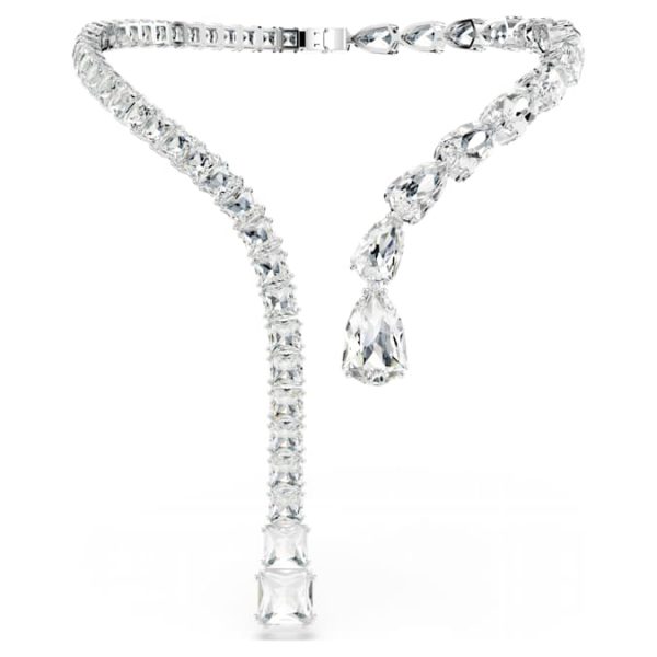 Matrix open necklace Mixed cuts, White, Rhodium plated - Image 2