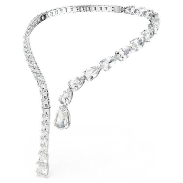 Matrix open necklace Mixed cuts, White, Rhodium plated - Image 3
