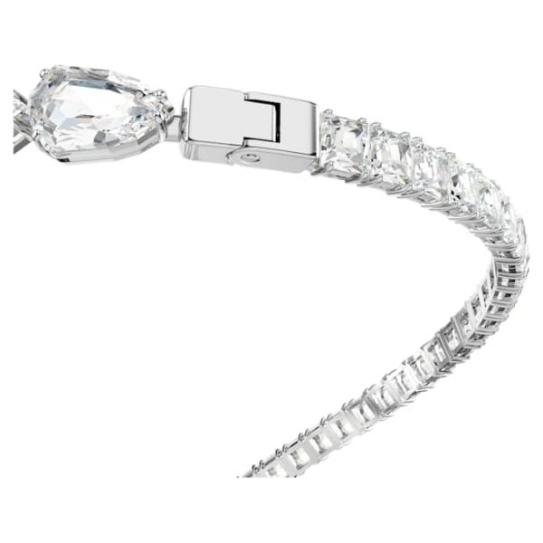 Matrix open necklace Mixed cuts, White, Rhodium plated - Image 4