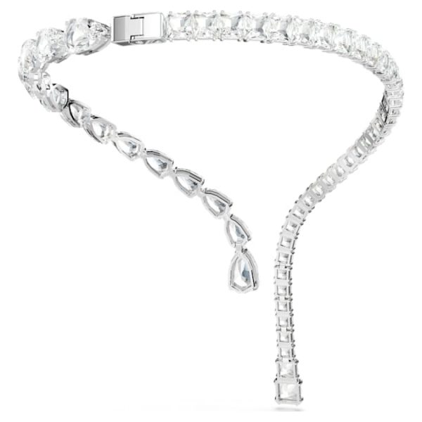 Matrix open necklace Mixed cuts, White, Rhodium plated - Image 5