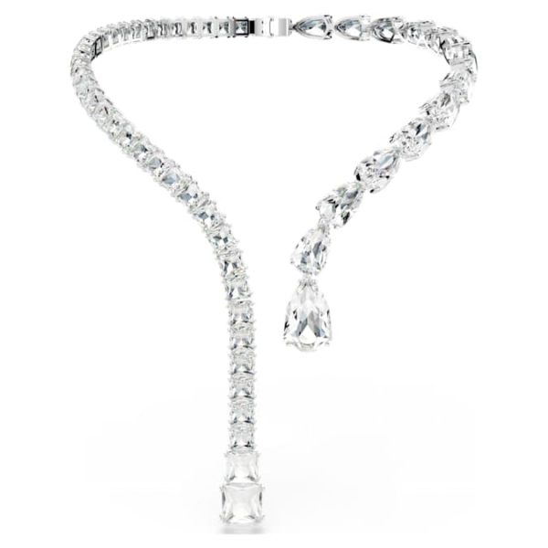 Matrix open necklace Mixed cuts, White, Rhodium plated - Image 6