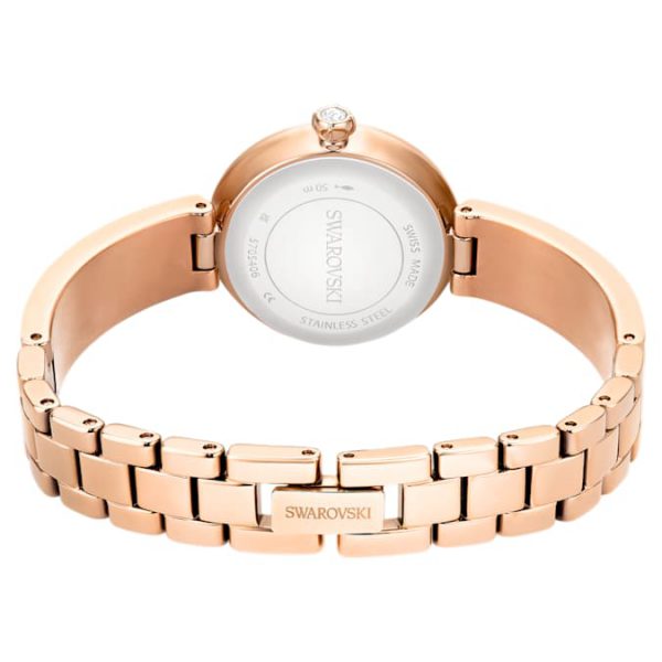 Matrix pearl bangle bangle watch Swiss Made, Crystal bracelet, White, Rose gold-tone finish - Image 4