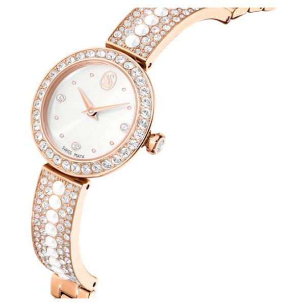 Matrix pearl bangle bangle watch Swiss Made, Crystal bracelet, White, Rose gold-tone finish - Image 5