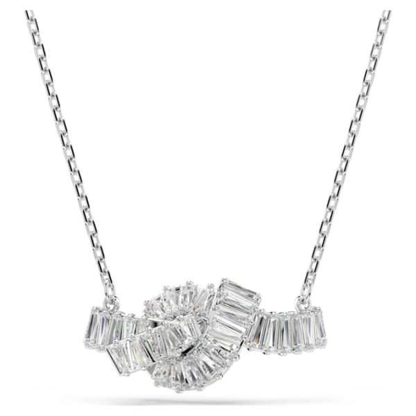 Matrix pendant Baguette cut, Knot, White, Rhodium plated - Image 7