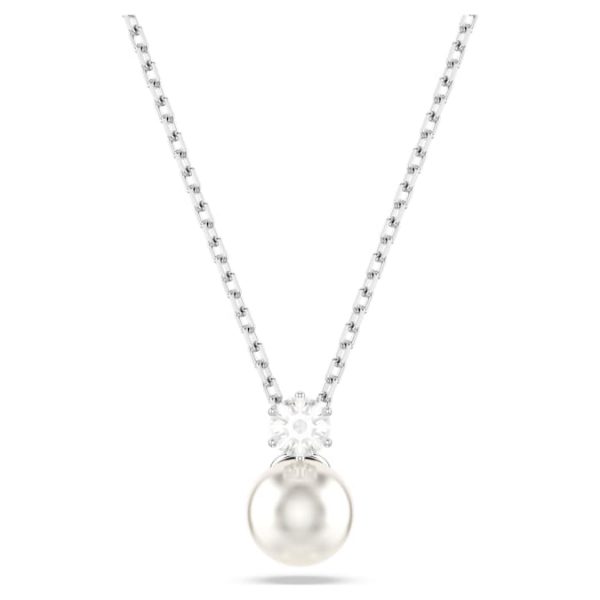 Matrix pendant Crystal pearl, Round cut, White, Rhodium plated - Image 2