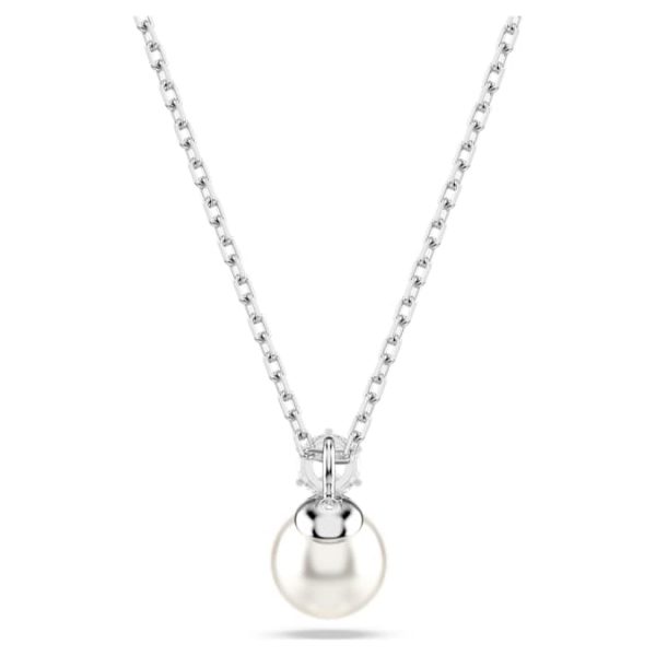 Matrix pendant Crystal pearl, Round cut, White, Rhodium plated - Image 5