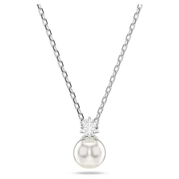 Matrix pendant Crystal pearl, Round cut, White, Rhodium plated - Image 6