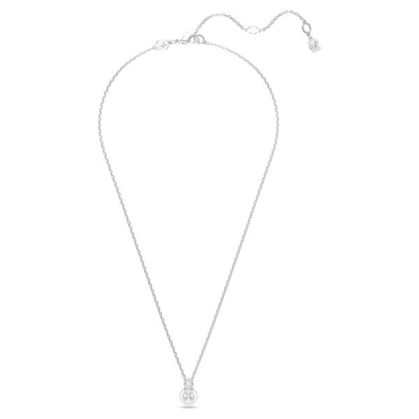 Matrix pendant Crystal pearl, Round cut, White, Rhodium plated - Image 3