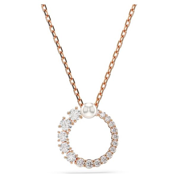 Matrix pendant Crystal pearl, Round cut, White, Rose gold-tone plated - Image 2