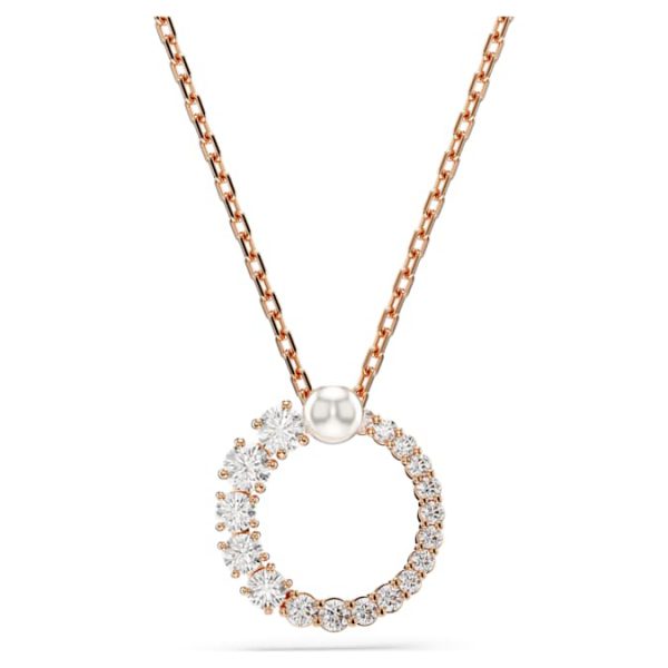 Matrix pendant Crystal pearl, Round cut, White, Rose gold-tone plated - Image 6