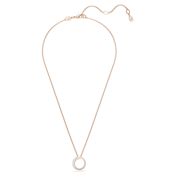 Matrix pendant Crystal pearl, Round cut, White, Rose gold-tone plated - Image 3