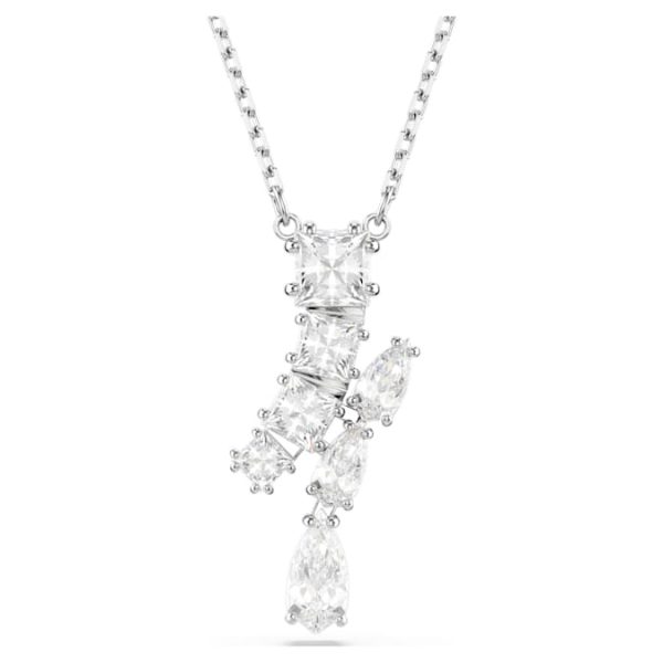 Matrix pendant Mixed cuts, White, Rhodium plated - Image 2