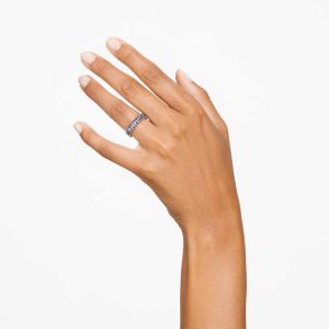 Matrix ring Baguette cut, Gray, Ruthenium plated