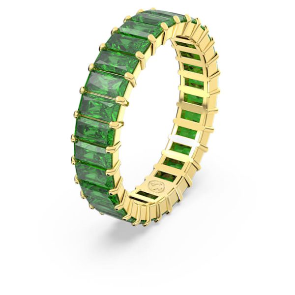 Matrix ring Baguette cut, Green, Gold-tone plated - Image 3