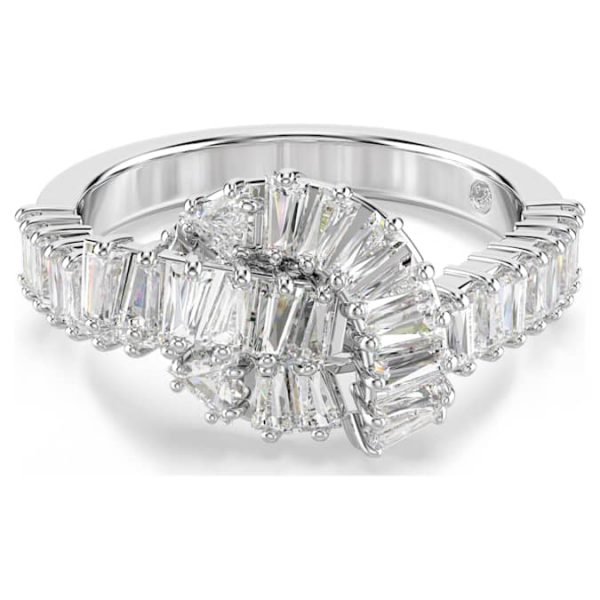 Matrix ring Baguette cut, Knot, White, Rhodium plated - Image 2