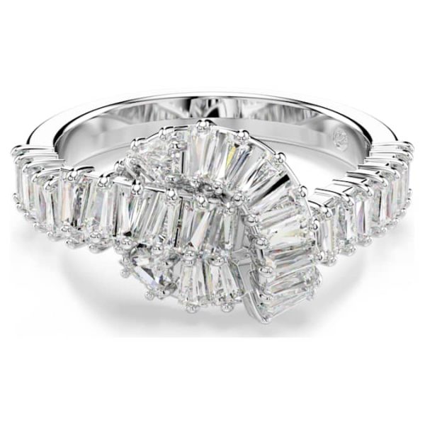 Matrix ring Baguette cut, Knot, White, Rhodium plated - Image 6