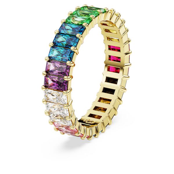Matrix ring Baguette cut, Multicolored, Gold-tone plated - Image 3