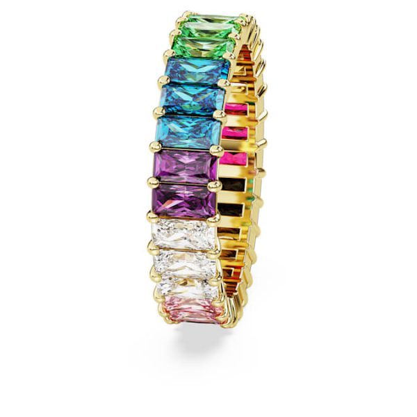 Matrix ring Baguette cut, Multicolored, Gold-tone plated - Image 4