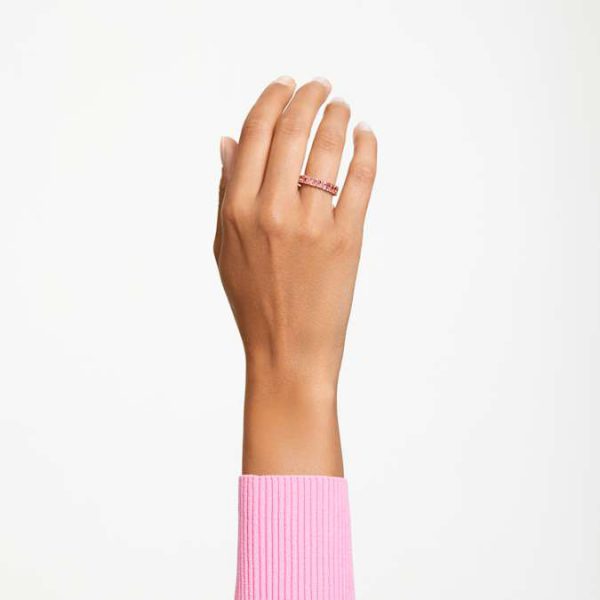 Matrix ring Baguette cut, Pink, Rose gold-tone plated