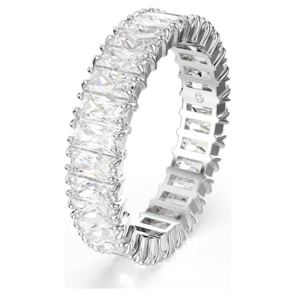 Matrix ring Baguette cut, White, Silver-tone finish - Image 3