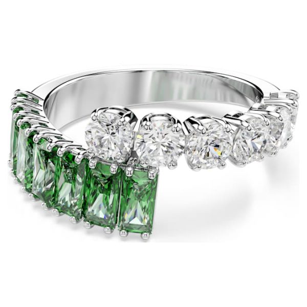 Matrix ring Mixed cuts, Green, Rhodium plated - Image 2