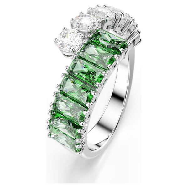 Matrix ring Mixed cuts, Green, Rhodium plated - Image 3