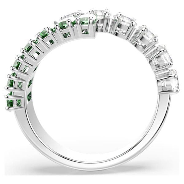 Matrix ring Mixed cuts, Green, Rhodium plated - Image 4
