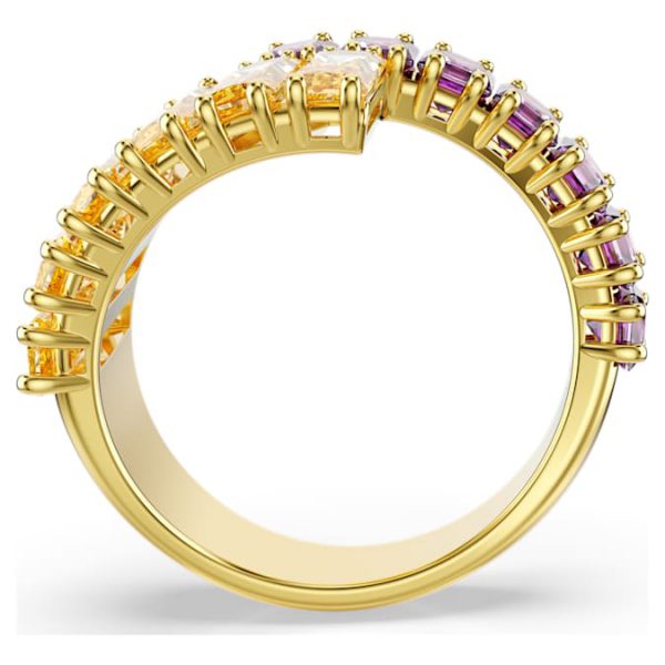 Matrix ring Mixed cuts, Multicolored, Gold-tone plated - Image 4