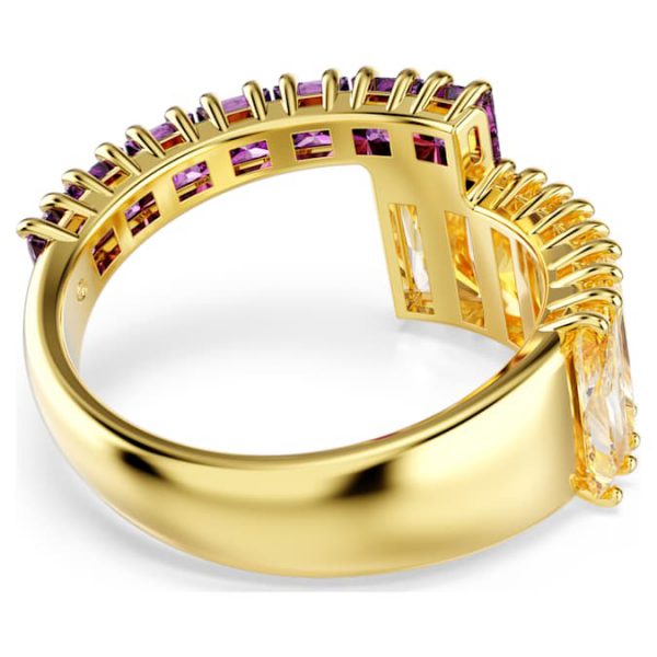 Matrix ring Mixed cuts, Multicolored, Gold-tone plated - Image 5
