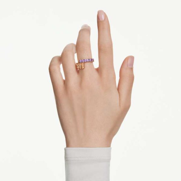 Matrix ring Mixed cuts, Multicolored, Gold-tone plated