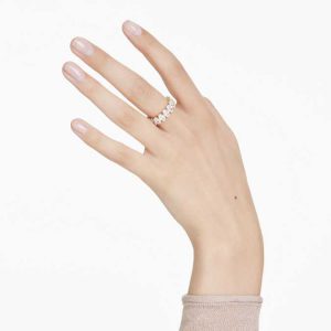 Matrix ring Oval cut, White, Gold-tone plated
