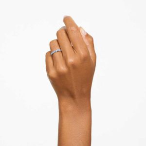 Matrix ring Round cut, Blue, Rhodium plated