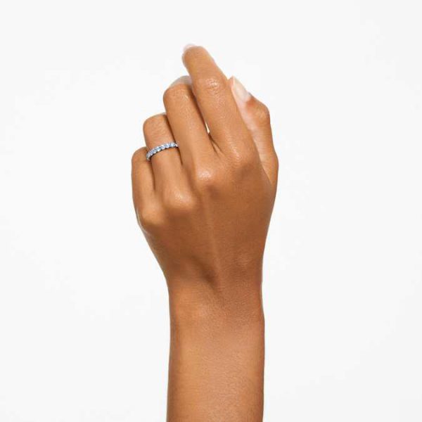 Matrix ring Round cut, Blue, Rhodium plated