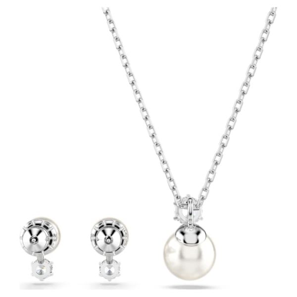 Matrix set Crystal pearl, Round cut, White, Rhodium plated - Image 5