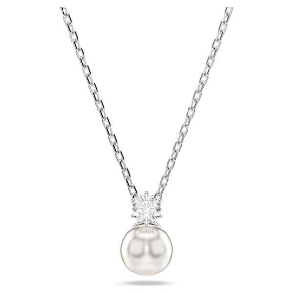 Matrix set Crystal pearl, Round cut, White, Rhodium plated - Image 6