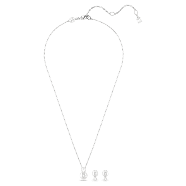 Matrix set Crystal pearl, Round cut, White, Rhodium plated - Image 3
