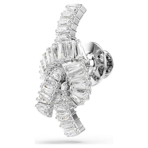 Matrix tack pin Baguette cut, Knot, White, Rhodium plated - Image 3