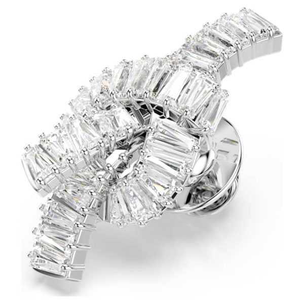 Matrix tack pin Baguette cut, Knot, White, Rhodium plated - Image 5