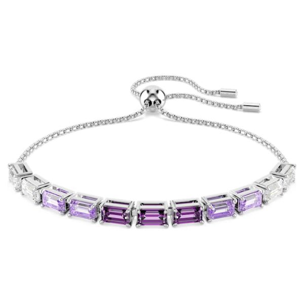 Matrix Tennis bracelet Baguette cut, Purple, Rhodium plated - Image 2