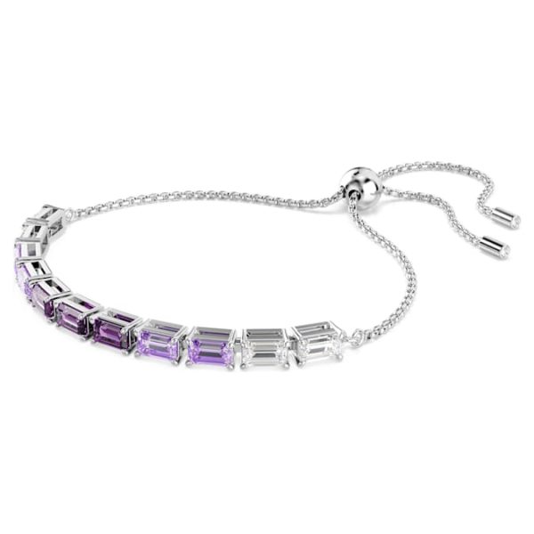 Matrix Tennis bracelet Baguette cut, Purple, Rhodium plated - Image 3
