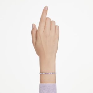 Matrix Tennis bracelet Baguette cut, Purple, Rhodium plated