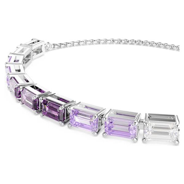 Matrix Tennis bracelet Baguette cut, Purple, Rhodium plated - Image 5