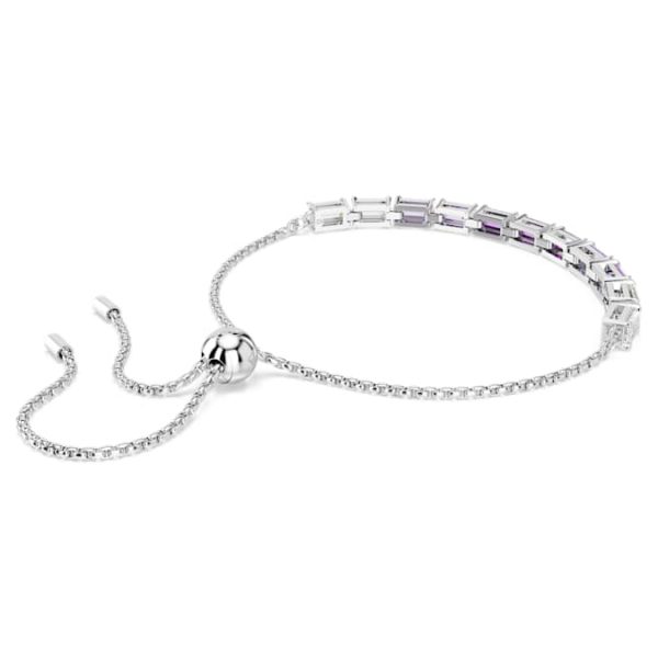 Matrix Tennis bracelet Baguette cut, Purple, Rhodium plated - Image 6