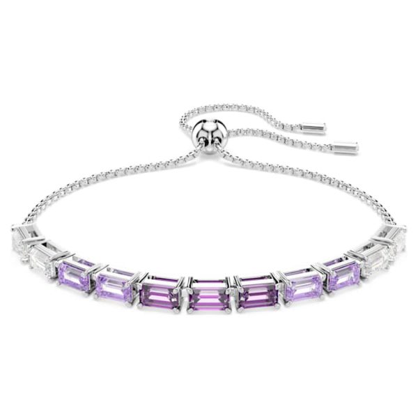 Matrix Tennis bracelet Baguette cut, Purple, Rhodium plated - Image 9