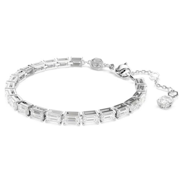 Matrix Tennis bracelet Baguette cut, White, Rhodium plated - Image 3