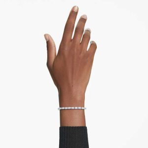 Matrix Tennis bracelet Baguette cut, White, Rhodium plated