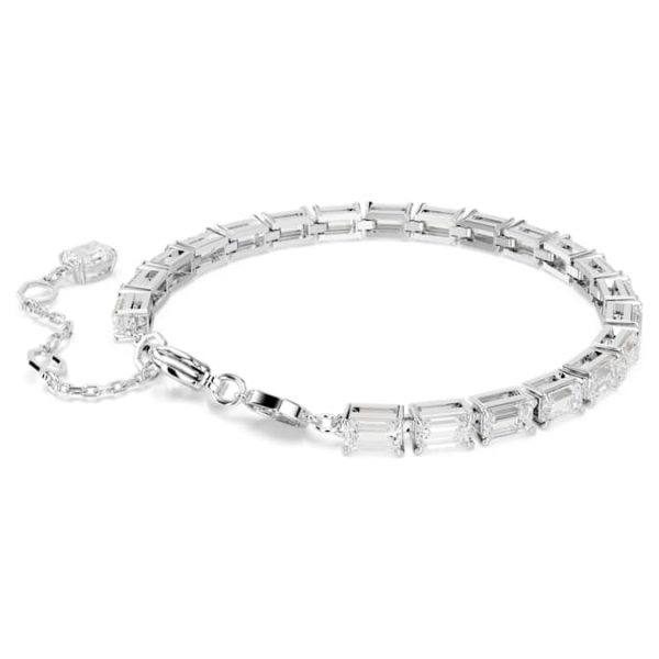 Matrix Tennis bracelet Baguette cut, White, Rhodium plated - Image 6